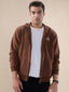 Brown Logo Zip Hoodie