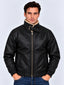 Black Faux Leather Sherpa Collar Bomber Jacket