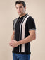 Black Striped Half Zipper Polo