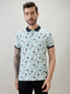 Men's All-Over Geometric Printed Regular Fit Half Sleeves Polo T-Shirt