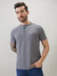 Mens Regular Fit Henley T-Shirt Half Slevees with Button Closure and Logo