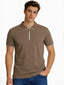 Textured Zip-Neck Polo T-Shirt