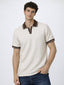 Textured Natural Polo with Contrast Collar