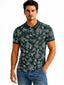 Bottle Green Floral Print Polo T-shirt