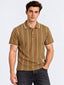 Beige Vertical Stripe Polo Tshirt