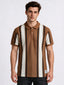 Tan Panel Stripe Knit Polo