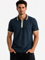 Solid Regular Fit Half Sleeve Zipper Collar T-Shirt