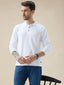 Men's Solid Textured Full Sleeves Regular Fit Polo T-shirt