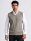 Men's 100% Acrylic Self Design Sleeveless V-Neck Sweater