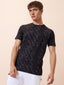 Mens All-Over Typography Round Neck Half Sleeves Regular Fit T-Shirt