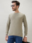 Men's Textured Full Sleeve Regular Fit Round Neck T-Shirt