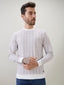 Men's Geometric Patterned Round Neck Full Sleeve T-Shirt with Ribbed Cuffs