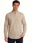 Beige Minimal Textured Mandarin Collar Shirt