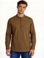 Brown Minimal Textured Mandarin Collar Shirt
