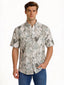 White Tropical Monochrome Print Shirt