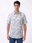 Blue Botanical Print Casual Shirt