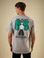 Mens Placement Graphic Printed Half Sleeves Oversized T-shirt
