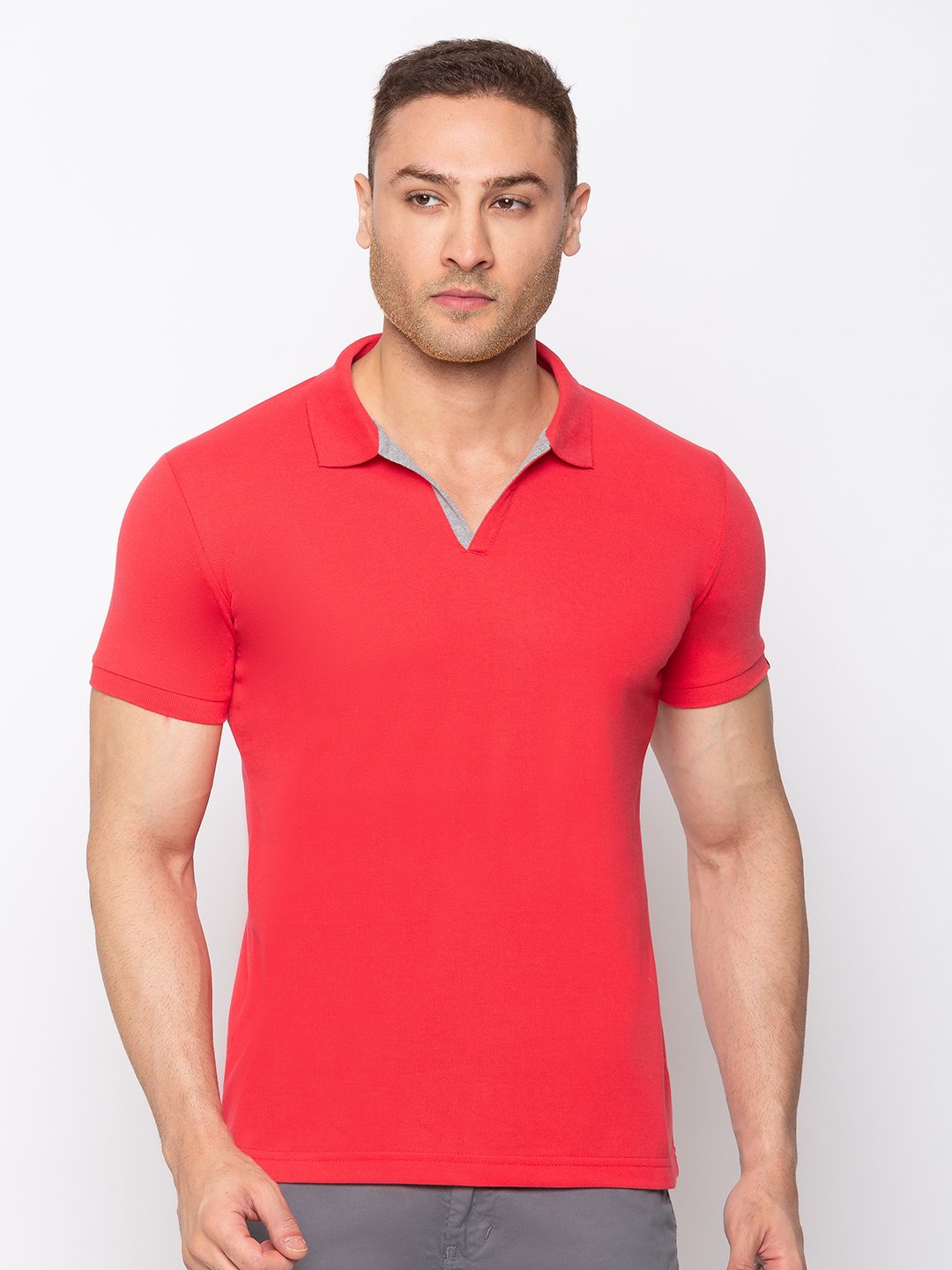 Status Quo |Solid T-shirt with Polo Collar - M, L, XL, XXL Status Quo |Solid T-shirt with Polo Collar - M, L, XL, XXL