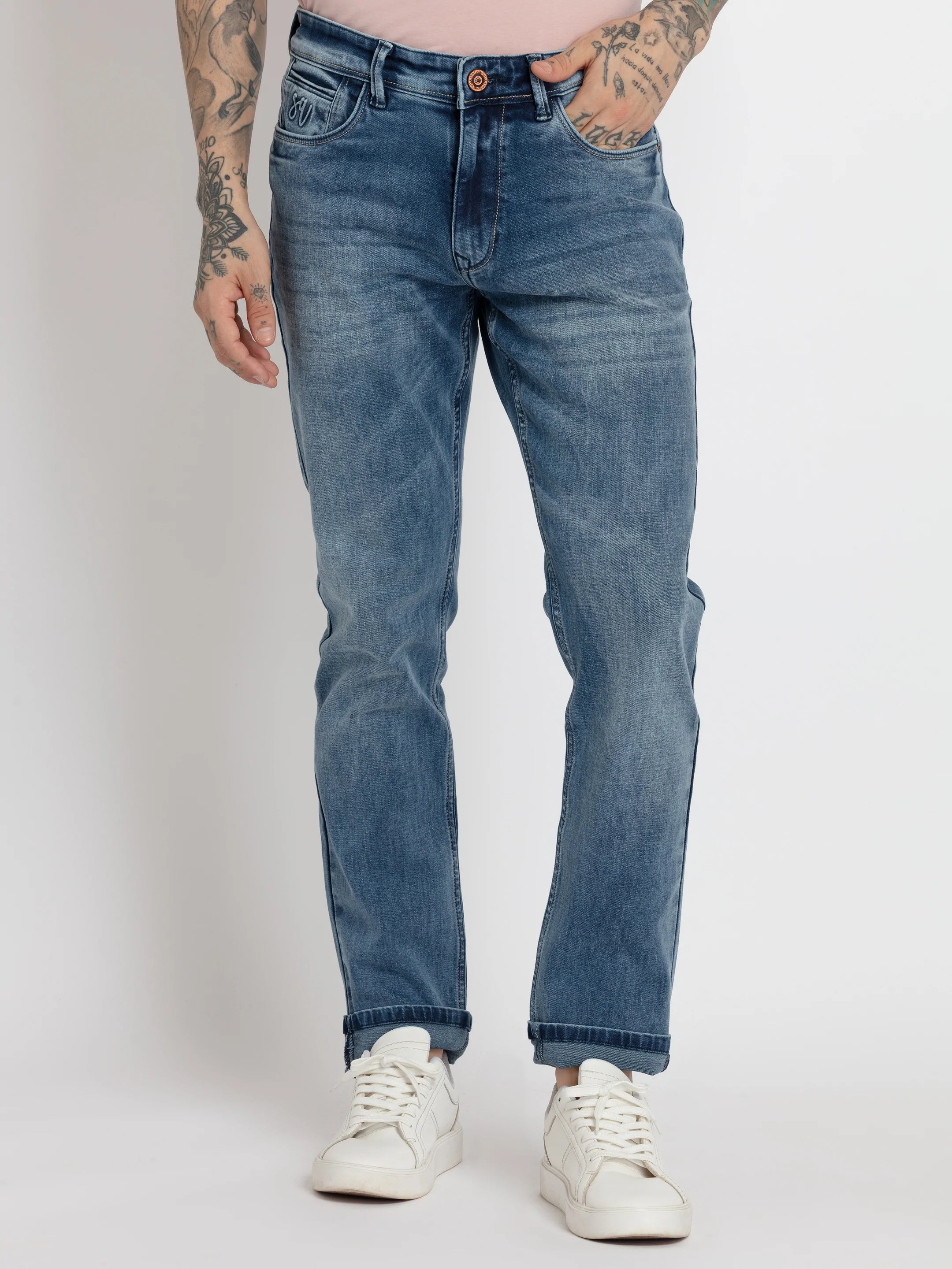 Status Quo |Men's Straight Slim Fit Denim  - 30, 32, 34, 36, 38, 40, 42 Status Quo |Men's Straight Slim Fit Denim  - 30, 32, 34, 36, 38, 40, 42