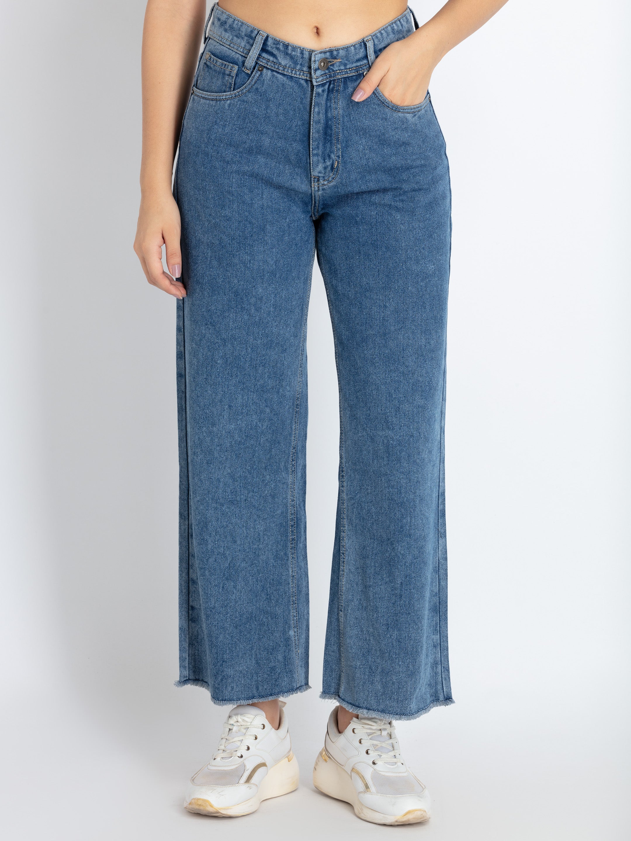 Womens Wide Leg Denim 36 LIGHT BLUE DNMW-5296(WL)-LIGHT BLUE