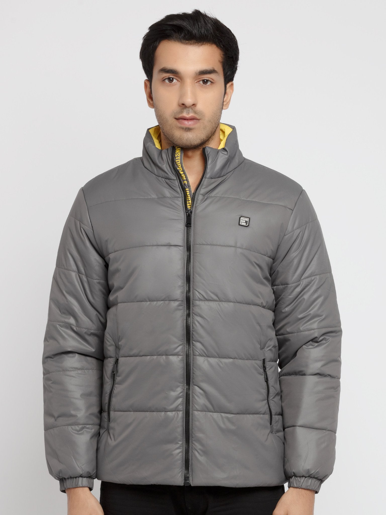 Mens Solid Quilted Jacket S CHARCOAL JKT-21228-CHARCOAL