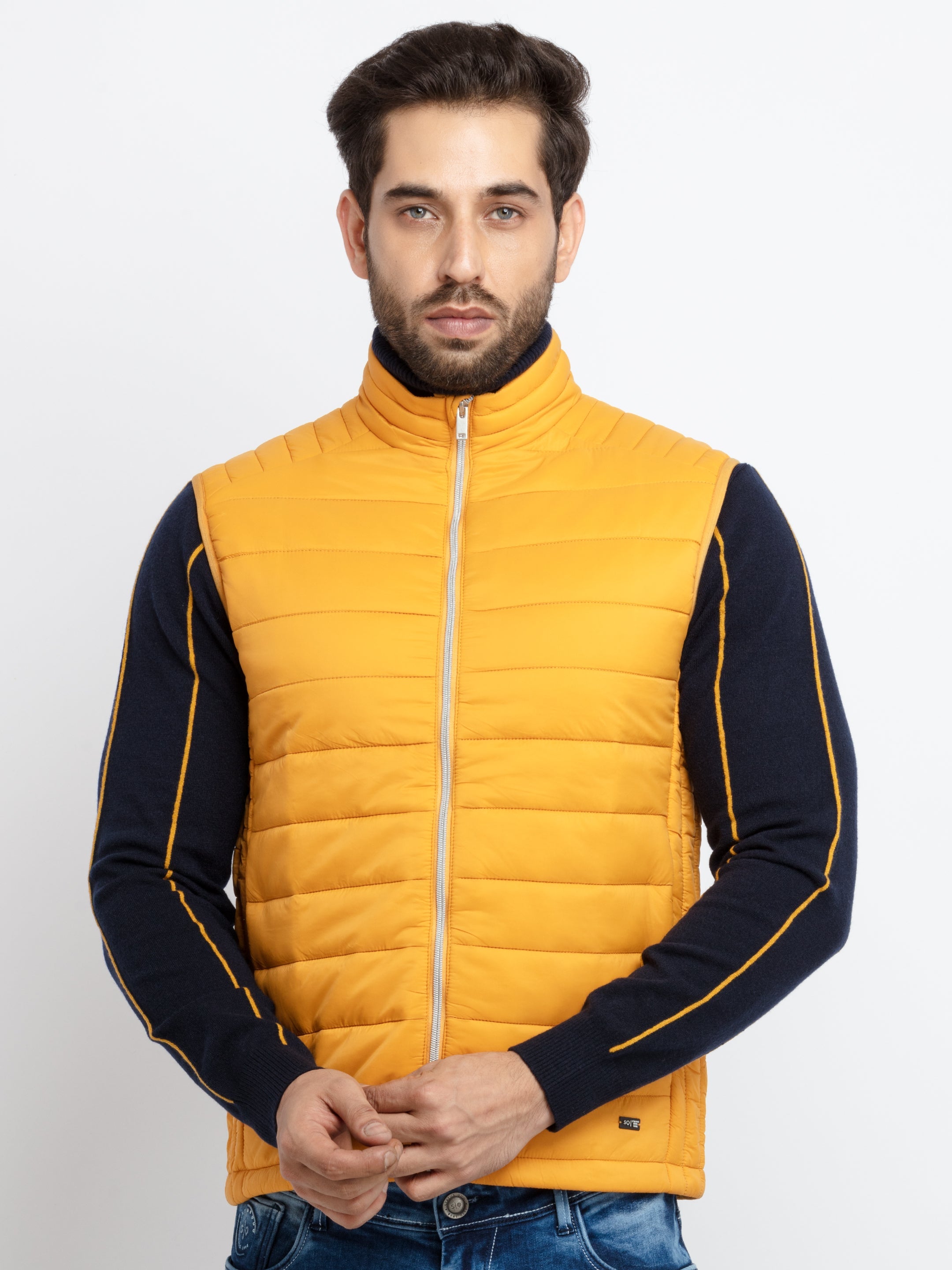 Buy Mustard Quilt Sleeveless Jacket for Plus Size Status Quo