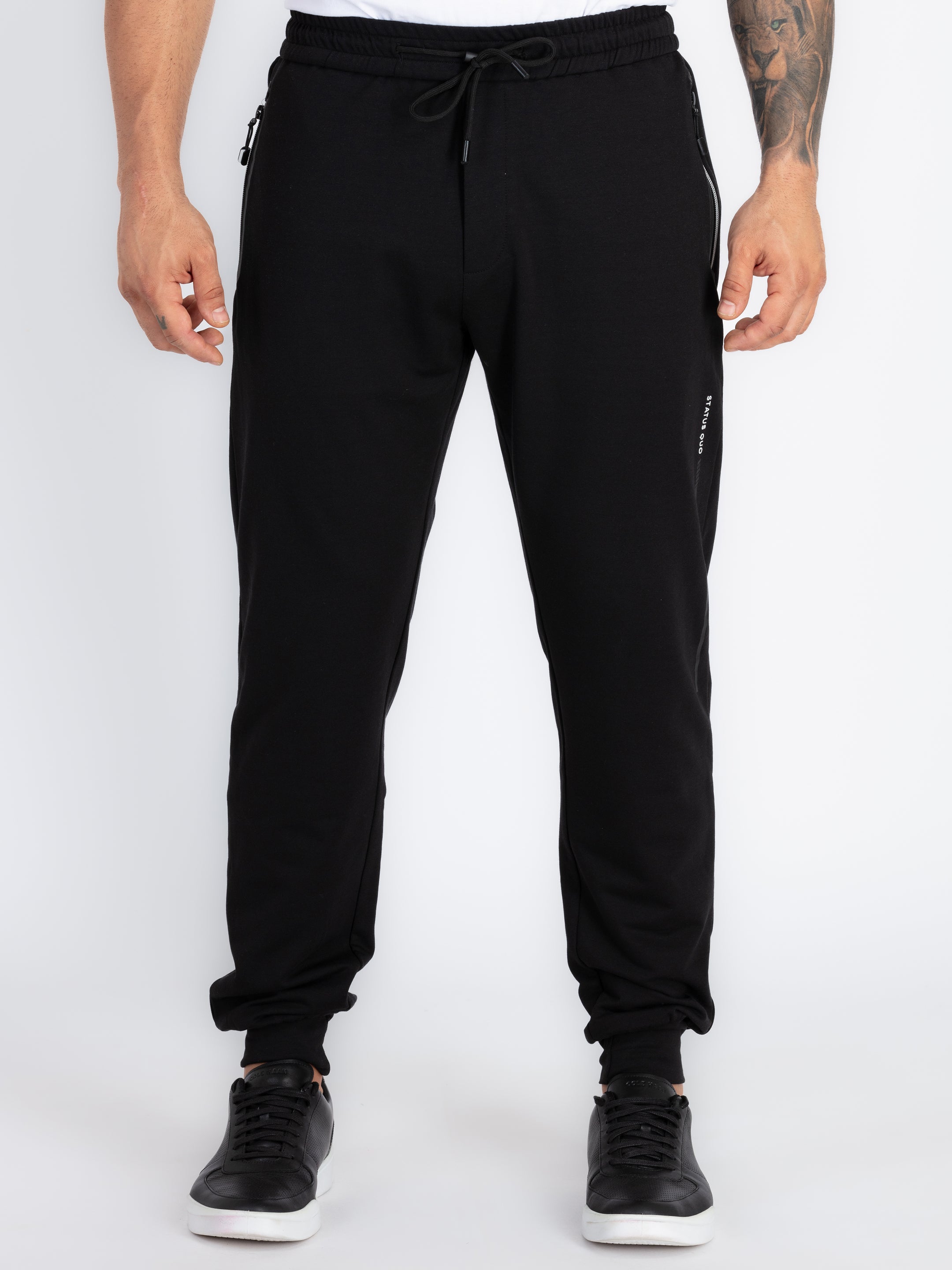 Mens Solid Regular Fit Joggers 3XL BLACK JOG-24498-BLACK