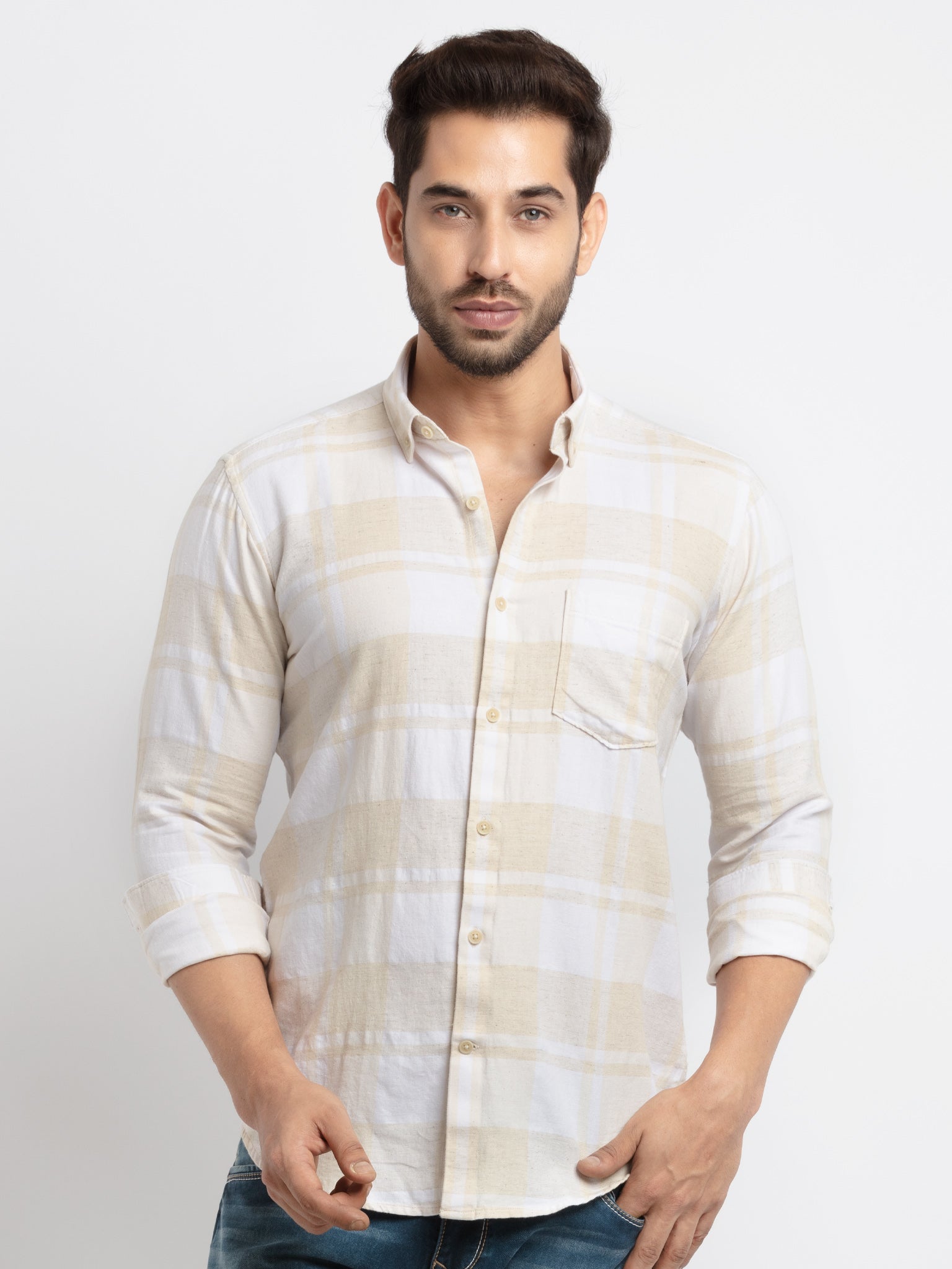 Buy Mens Slim Fit Checkered Shirts| Status Quo - Main Image