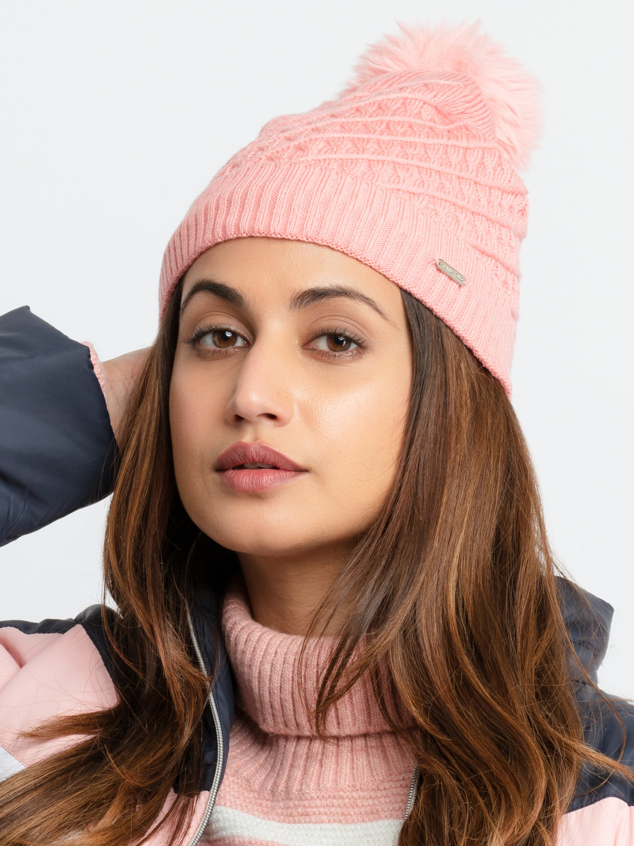 Womens Knitted Winter Cap Free Pink SQW-CAP-2238-Pink
