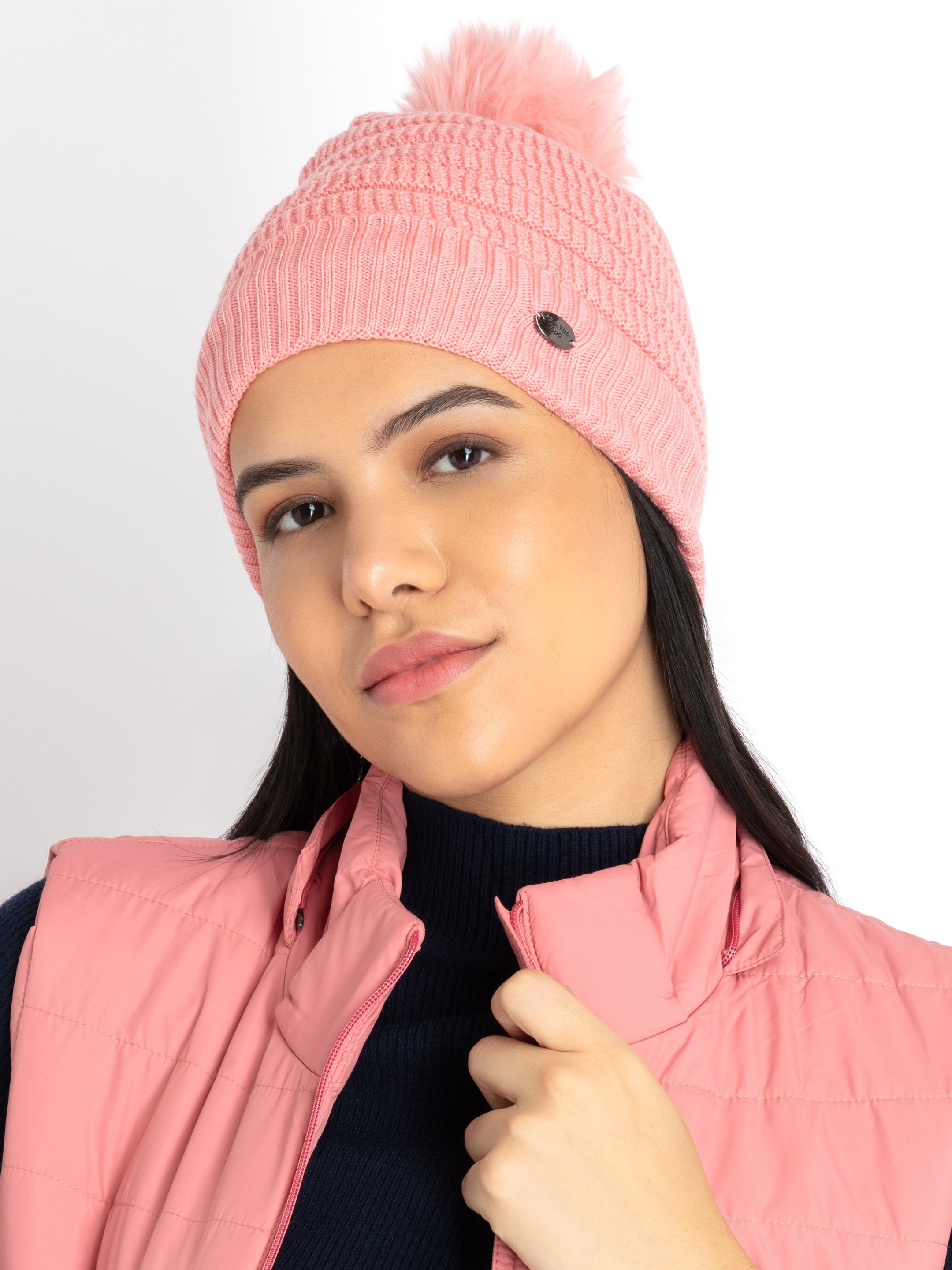 Buy Pink-2 Knitted Cap Winter Caps for Women Status Quo