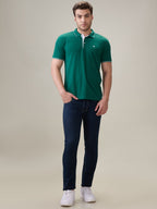 Status Quo Men's Solid Regular Fit Polo T-Shirt with Tipped Collar and Button Closure