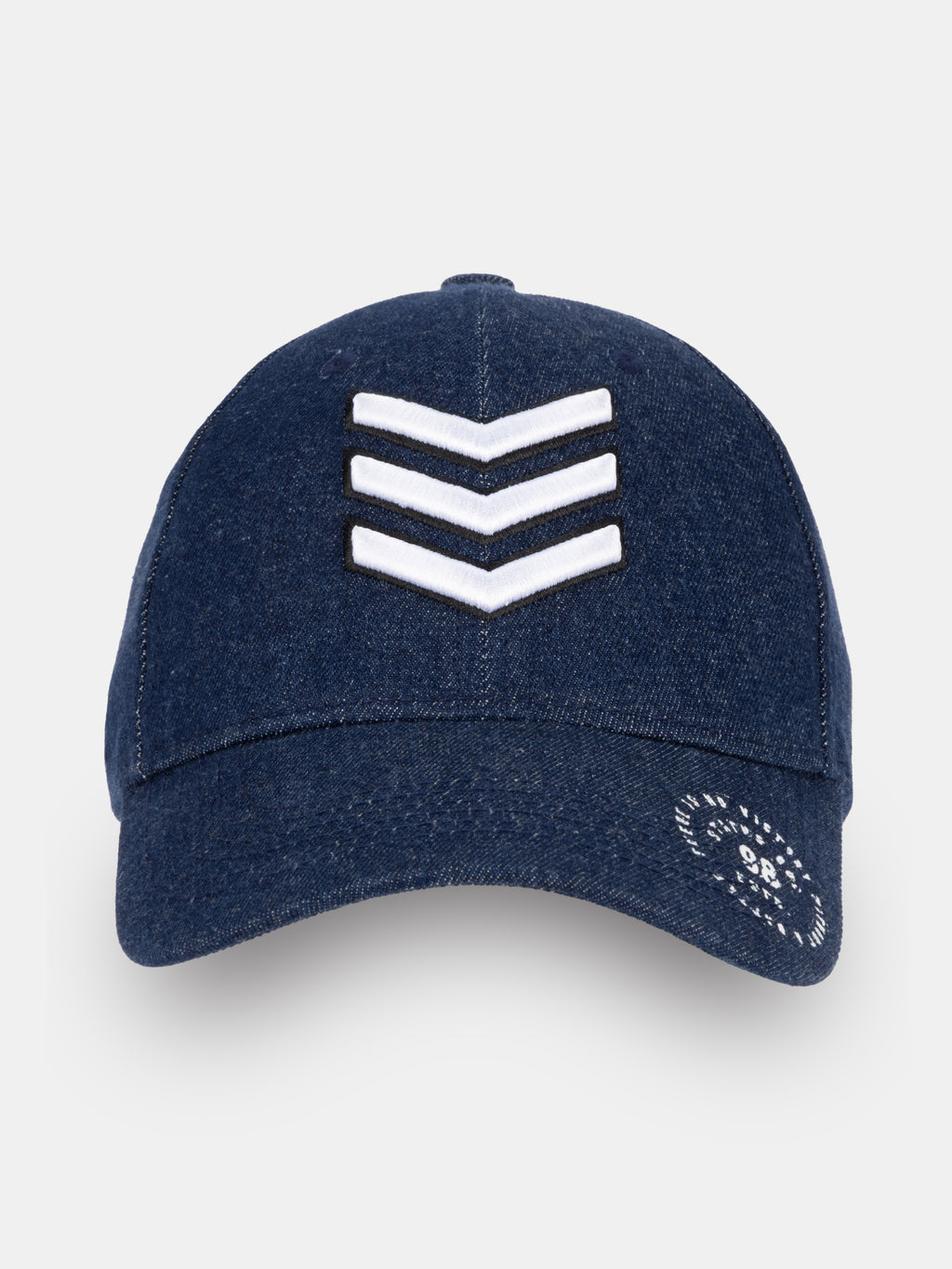 Status Quo Navy Denim Cap with Chevron Embroidery