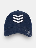 Status Quo Navy Denim Cap with Chevron Embroidery