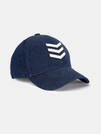 Status Quo Navy Denim Cap with Chevron Embroidery