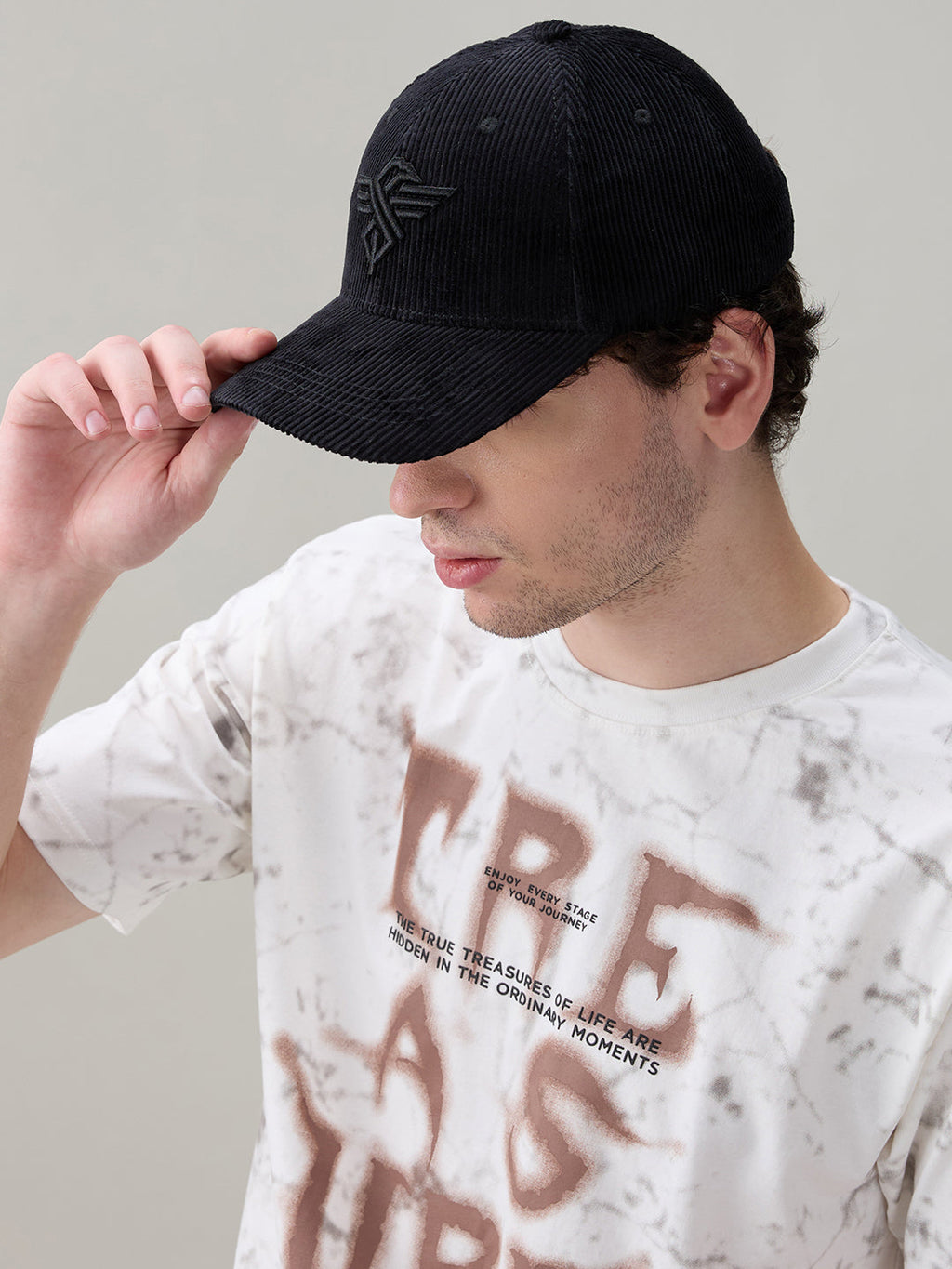 Status Quo Black Corduroy Cap with Embroidered Logo