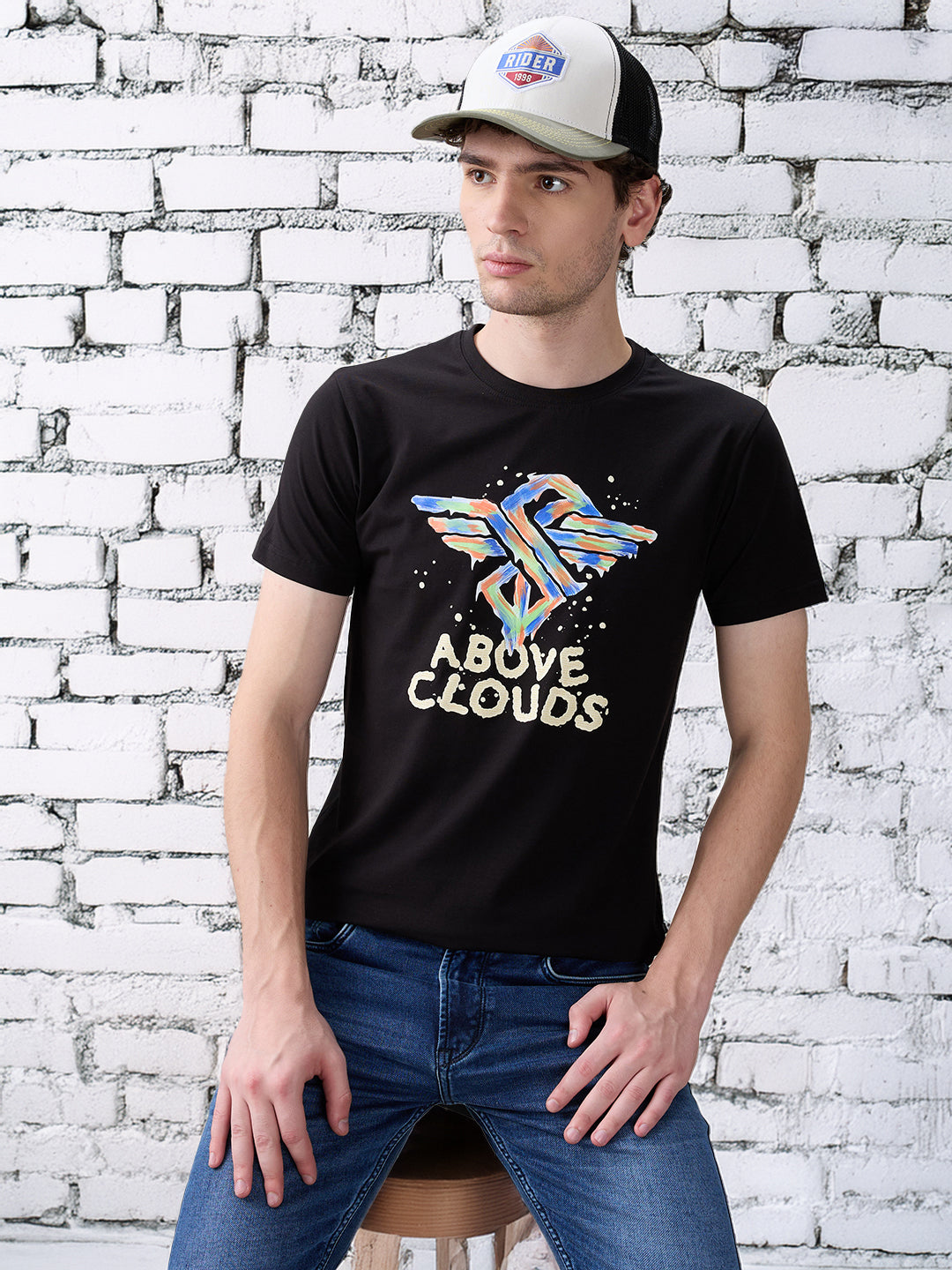 Status Quo White & Olive Trucker Cap with Rider Patch and Mesh Back