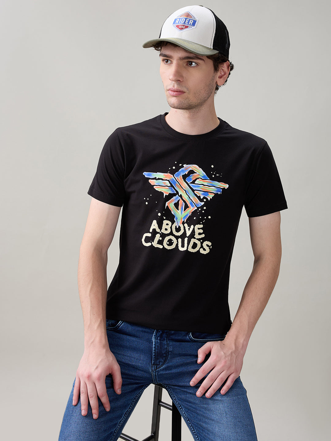 Status Quo White & Olive Trucker Cap with Rider Patch and Mesh Back