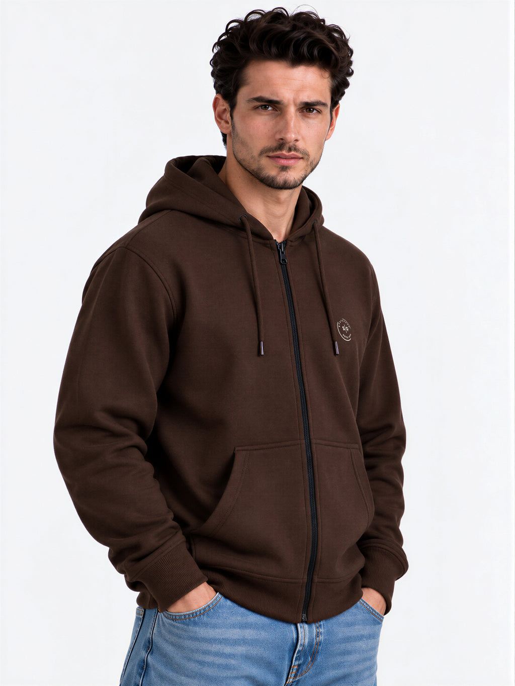 Solid Hooded Blended Regular Fit Sweatshirt