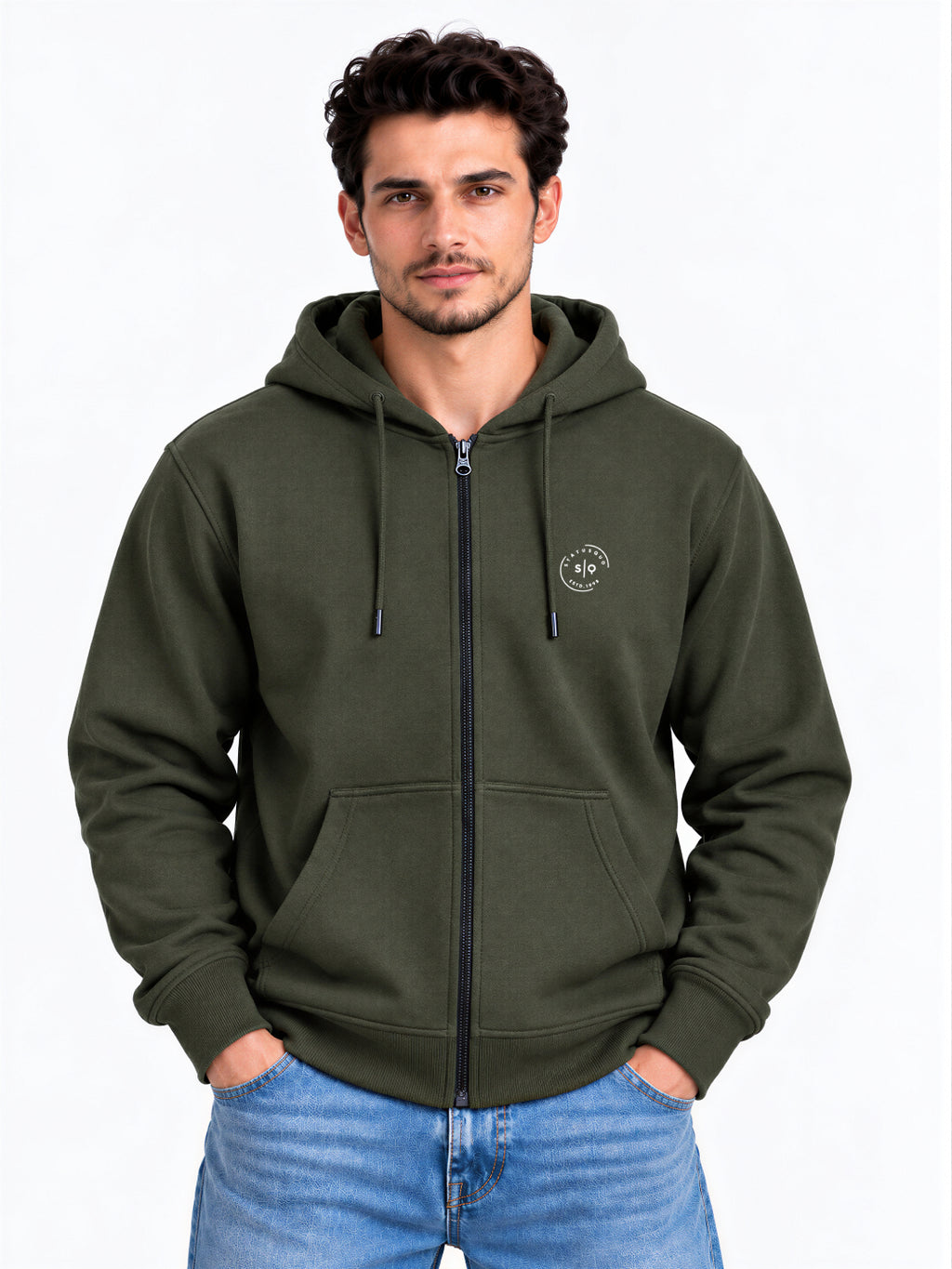 Solid Hooded Blended Regular Fit Sweatshirt