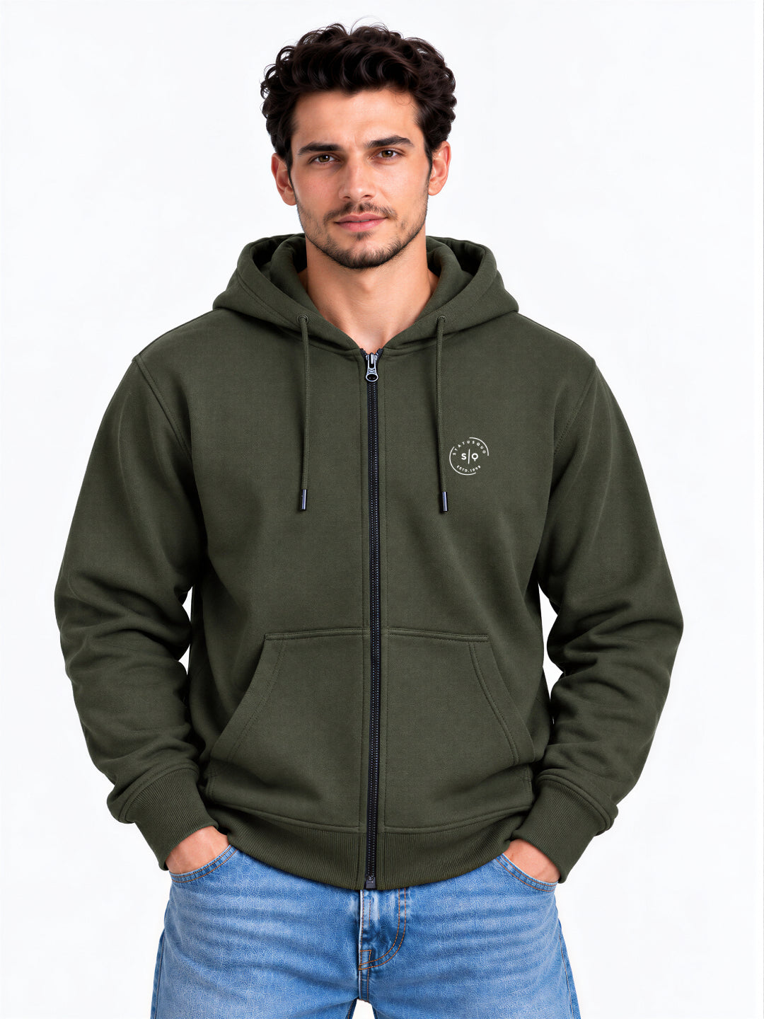 Solid Hooded Blended Regular Fit Sweatshirt
