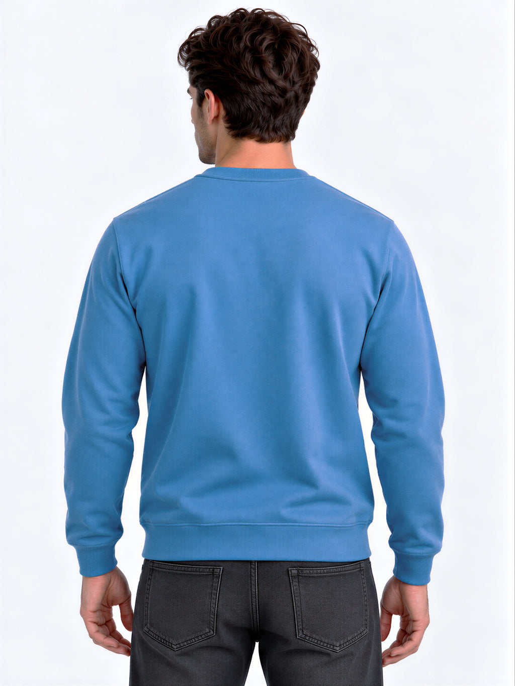 Solid Round Neck Blended Regular Fit Sweatshirt