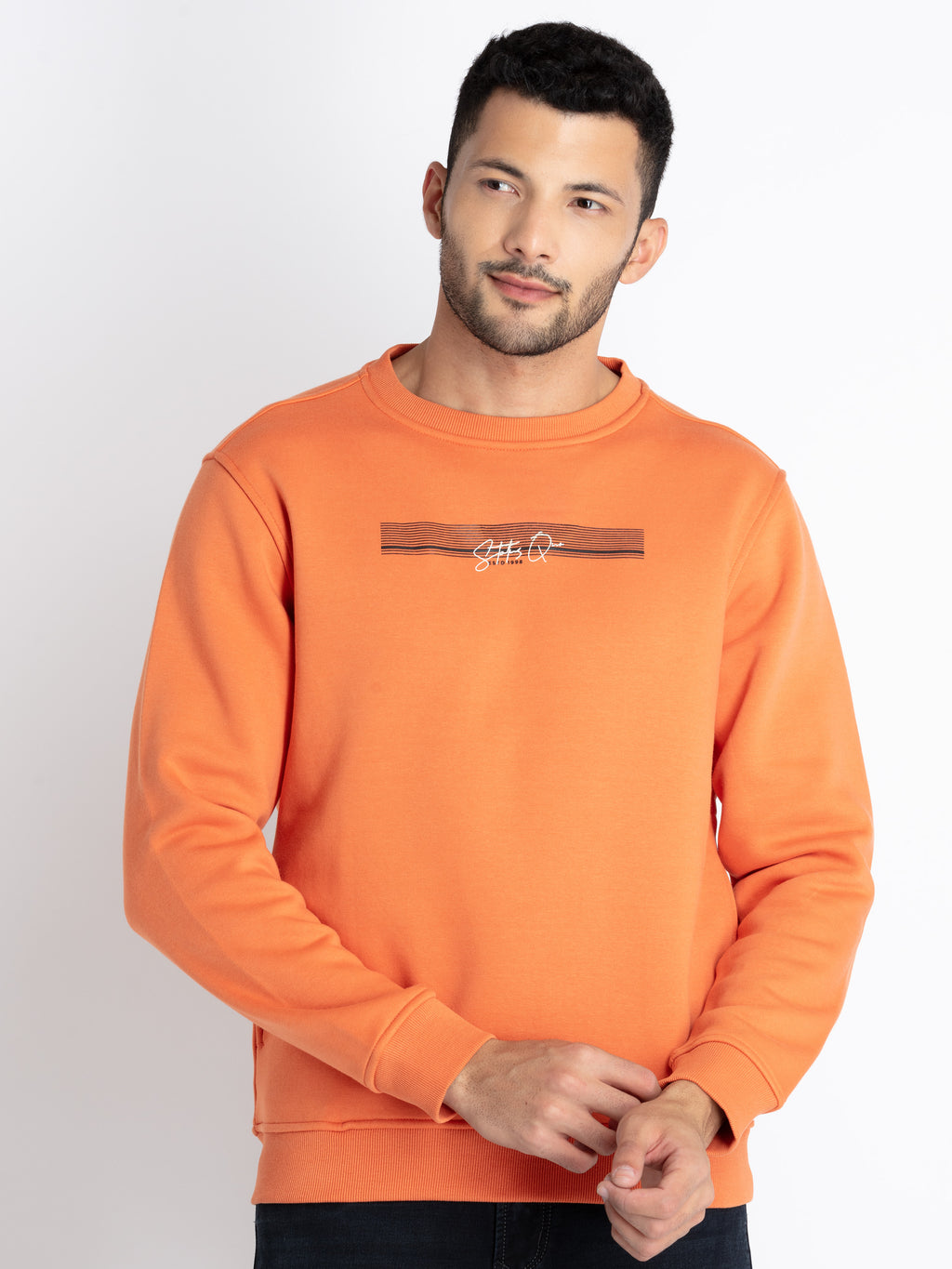 Men's Cotton Round Neck Pullover Sweatshirt