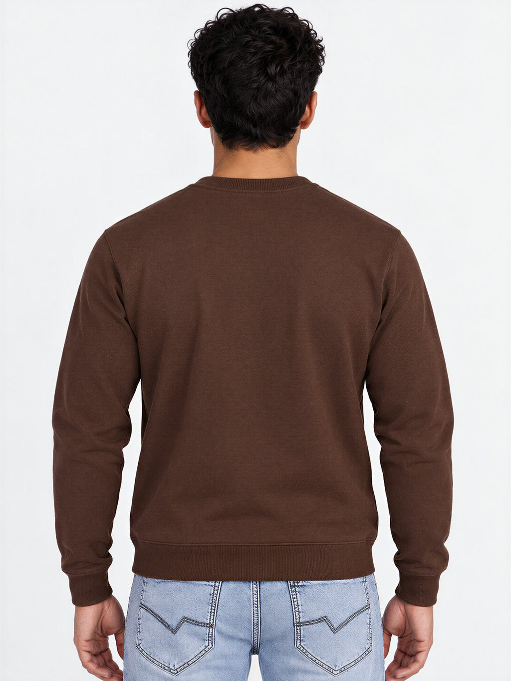 Mens Solid Round Neck Sweatshirt