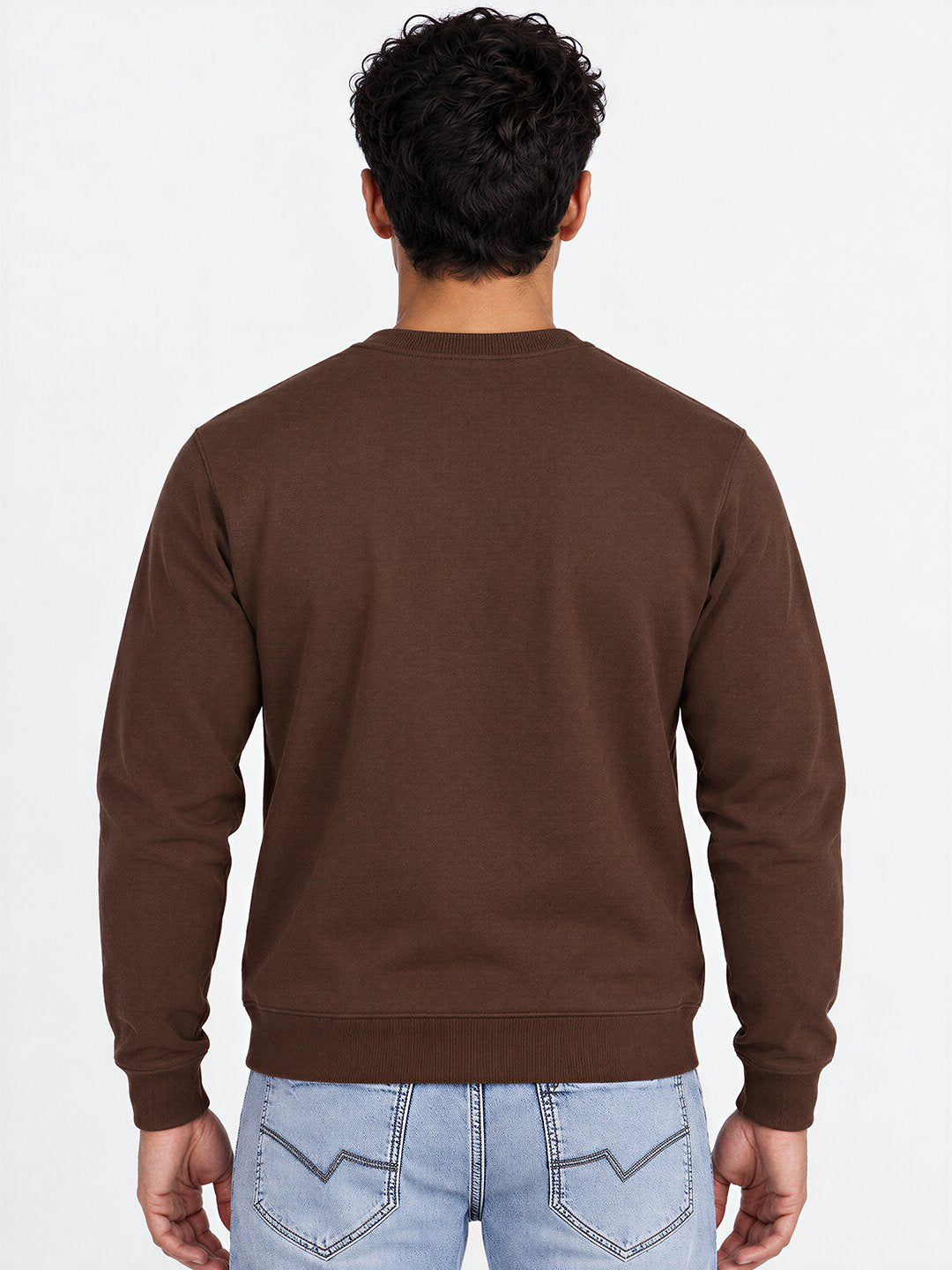 Mens Solid Round Neck Sweatshirt