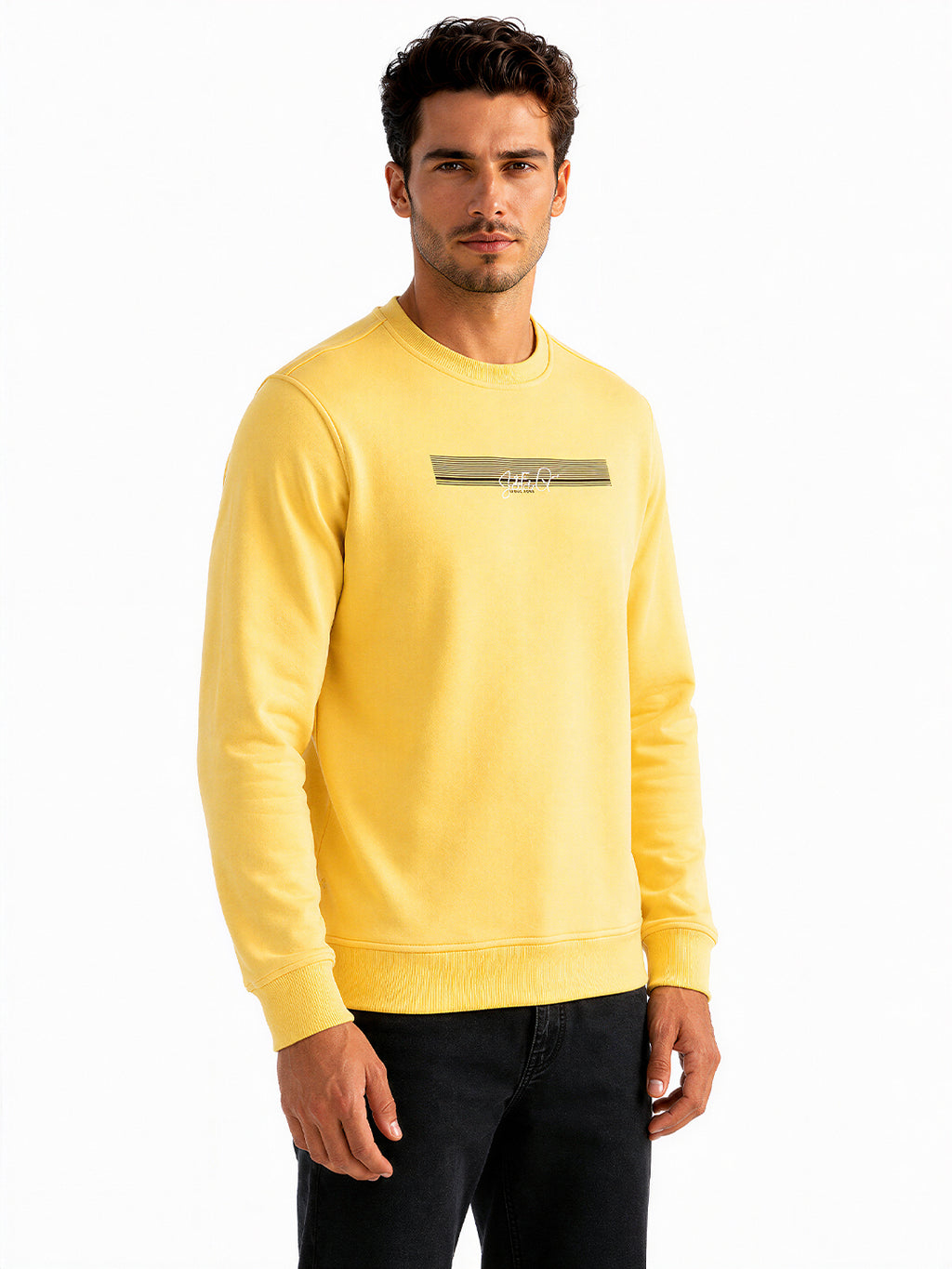Men's Cotton Round Neck Pullover Sweatshirt