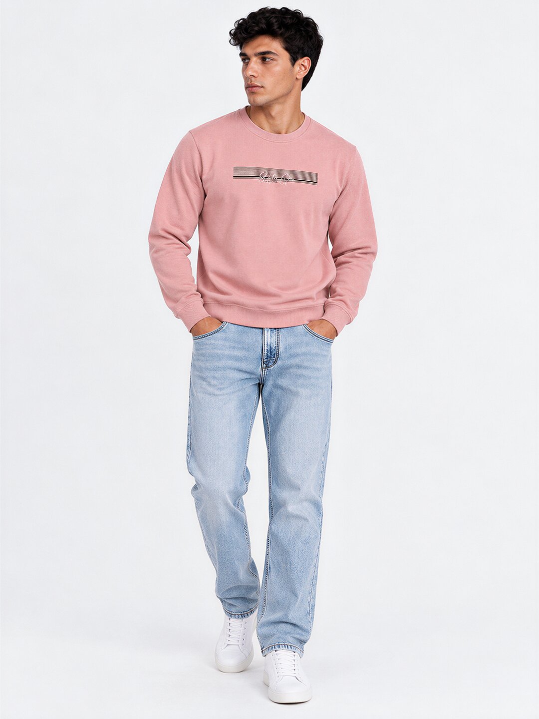 Mens Solid Round Neck Sweatshirt
