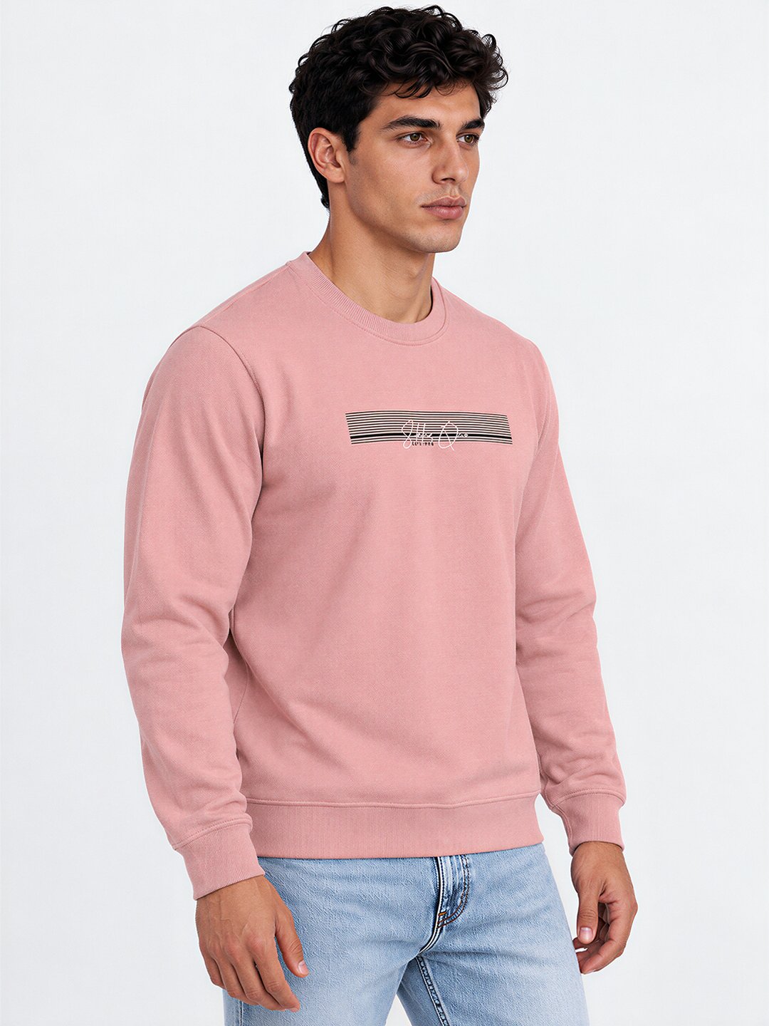 Mens Solid Round Neck Sweatshirt