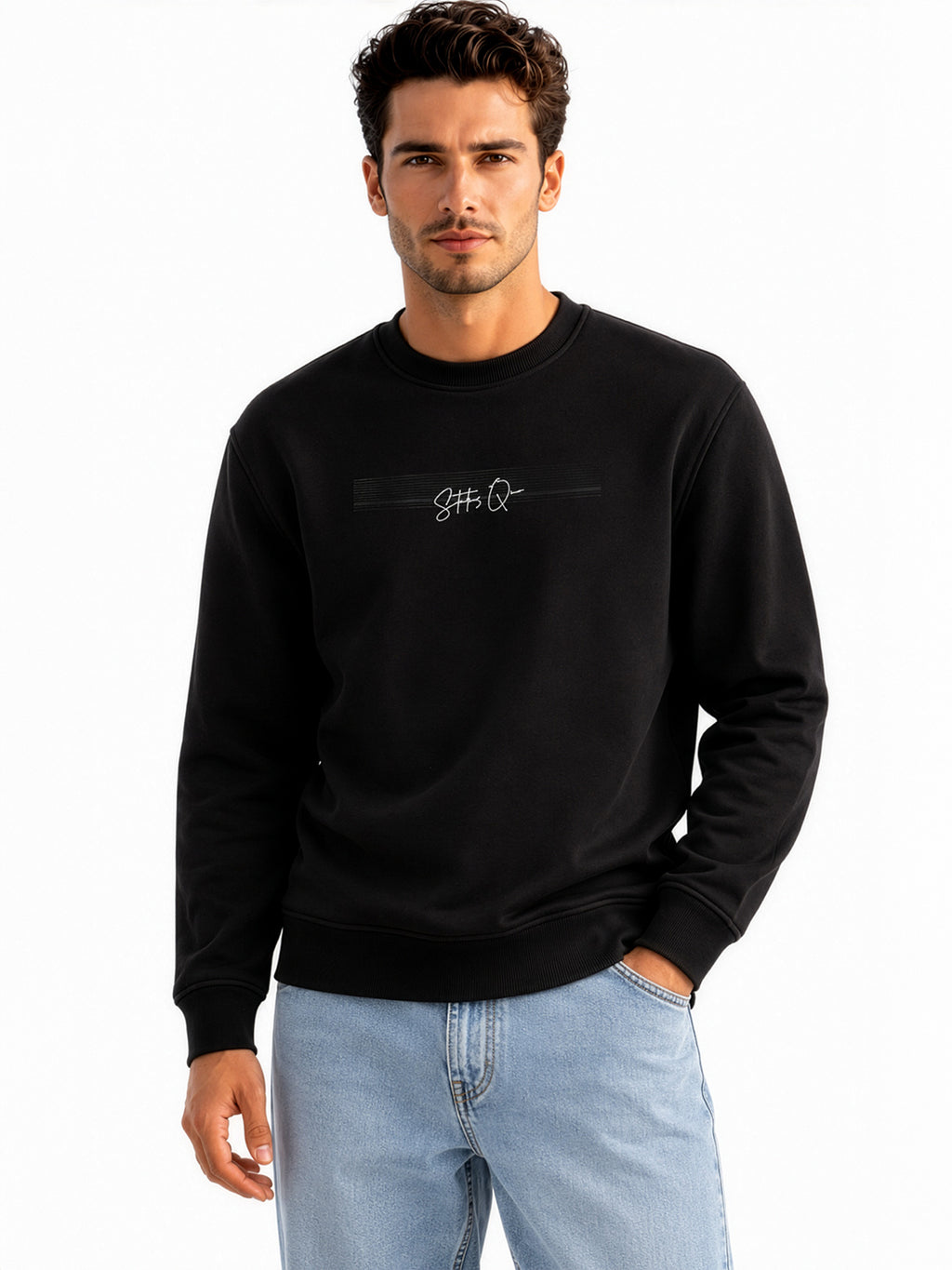 Men's Cotton Round Neck Pullover Sweatshirt