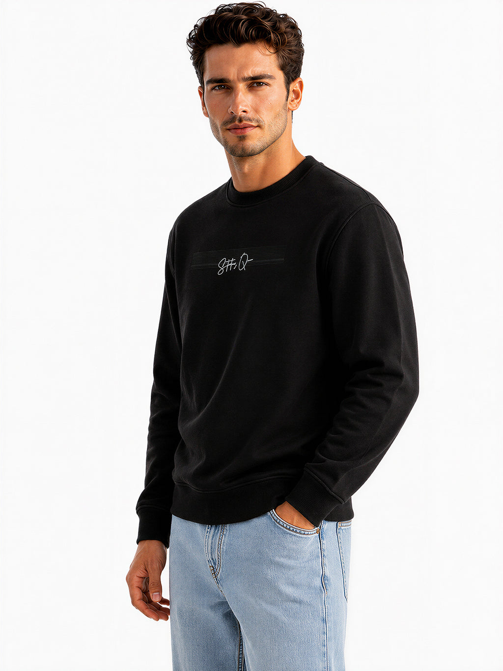 Men's Cotton Round Neck Pullover Sweatshirt