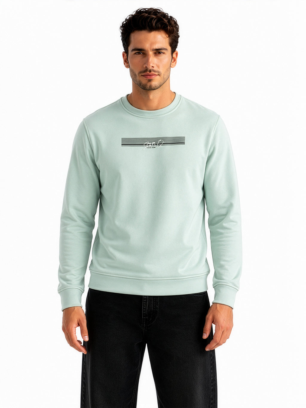 Men's Cotton Round Neck Pullover Sweatshirt